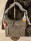 Dooney Bourke Denim Hearts Charcoal w/Black Signature Bag Purse - NWT
