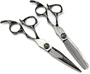 Hair Cutting Scissors, 6 Inch Professional Damascus Steel Scissor Black Haircut Thinning Barber Cutting Shears Hairdressing Scissors Set
