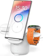 SwanScout Wireless Charger for Samsung, 3 in 1 Charging Station for Samsung S25 Ultra/S24/S23/Z Flip 6/Z Fold 6, Watch Charger for Galaxy Watch 7/Ultra/6/5, Galaxy Buds 3/Pro, 707S (No Adapter)