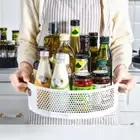 Kitchen Rotating Shelf Cupboard Spice Jars Dispenser Tray Rack Storage