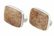 Petrified Palm tree fossil cufflinks sterling silver by alan k. thau