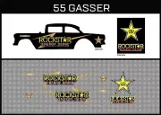 Hot Wheels (1/64), 55 Gasser "Rockstar" Waterslide, Printed White First, Decals