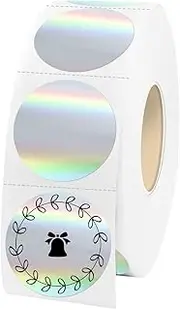 Yeachlaing 1" Holographic Thermal Label Stickers Blue,Printable Rainbow Glitter Thermal Printer Sticker Labels for Gift Wrapping, Self-Adhesive Name Price Tag DIY Custom Logo Design (1000 pcs)