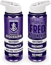 Fremantle Dockers AFL Tritan Drink Bottle with Wrist Bands and Flip-up Straw