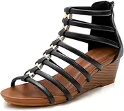 [ZHTAISOU] Sandals Retro Hollow Out Sandals Women's Summer Sloping Heel Round Toe Open Toe Sandals Sandal