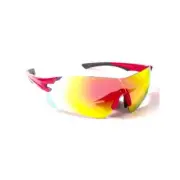 Red Frameless Mirror Lens Sport Blade Sunglasses