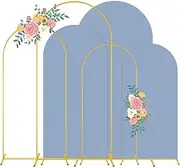 Metal Arch Stand and Cover Set 7.2FT, 6.6FT, 6FT Dusty Blue Arch Cover Set of 3 Gold Backdrop Arched Frame Balloon Chiara Arches Backdrop Stand for Wedding Ceremony Birthday Party Baby Shower Decor
