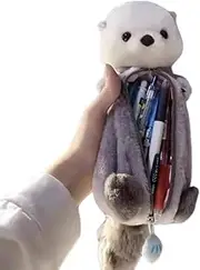 Otter Pencil Case, Large Capacity Cute 3D Animal Pencil Case, Soft Plush Pencil Case, Zipper Pen Bag for Office College School Supplies,Otter Pencil Case,Cute Pencil Box