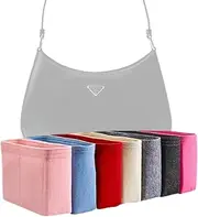 [Generic] Xoppia Bag Organizer compatible with Prada Cleo brushed leather shoulder bag. Felt Insert Liner for Women Tote Handbag. (Black, Style A: Exposure)
