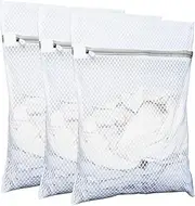 3Pcs Durable Honeycomb Mesh Laundry Bags for Delicates, 12 x 16 Inches Reusable Wash Bag for Lingerie, Underwear, Bra, Silk and Socks (Medium)
