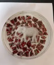 Resin Elephant w/ Red&black accents - paperweight. One of a kind art. Alabama #2