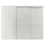 SKYTTA / HOKKSUND sliding door combination, white/high-gloss light grey, 301x240 cm