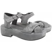 Women's Sandals Shoes MOMA 1GS014-HU Metal Argento Suede Gray