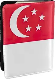 [JEJEA] Singapore Flag Print Travel Organizer Credit Cards Case Passport BookPassport Holder Cover Wallet forTraveling,, Black, One Size