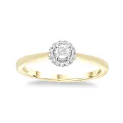 Bevilles Halo Ring with 0.10ct of Diamonds in 9kt Yellow Gold