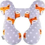 Baby Travel Pillow, Upgraded Baby Neck Pillows for Car Seat Toddler Head and Neck Support Pillow for Car Seat, Pushchair (Gray Fox)
