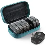 Canvas Bag Travel Pill Organizer 2 Times a Day, Large AM/PM Weekly Pill Box 7