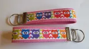 Owls 6" Key chain Key Fob Key Ring Wrist Strap Gift Animals Birds Trees Hoot