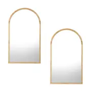 Oikiture Arched Wall Mirrors 86x50cm Wooden Set of 2 Home Decor