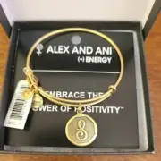 Retired Alex & Ani Initial S Tone Bracelet New w Tags Card & Box