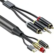 Justivana Audio Cable Digital Optical Cable Digital to Analog Audio Conversion Cable Digital SPDIF/Optical & Coaxial to Analog L/R &3.5mm AUX Stereo Audio Cable