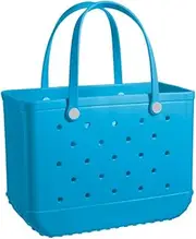 [Eushdiid] Beach Bag Rubber Tote Bag - Waterproof and Sandproof Tote Bags Outdoor Portable Handbag for Sports, Sky Blue, One Size