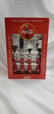 Coca-Cola 16 Piece Flatware Set Coke Bottle Contour Pattern by Gibson 1997 NEW