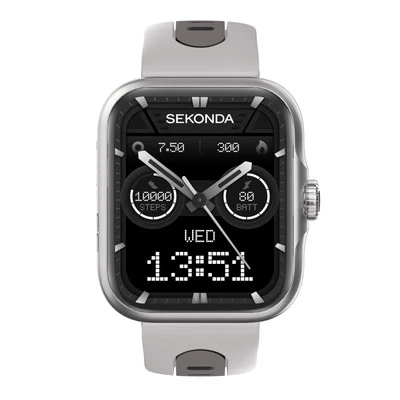 Sekonda 39mm Motion Pro GPS Smart Watch in Silver with Grey Silicone Strap