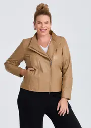 [TS] Taking Shape Leather Lottie Panel Jacket Size 12 in Cinnamon - Plus Size Women's Clothing Cinnamon
