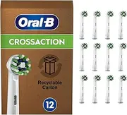 Oral-B Cross Action Electric Toothbrush Head with CleanMaximiser Technology, Angled Bristles for Deeper Plaque Removal, Pack of 12, Suitable for Mailbox, White