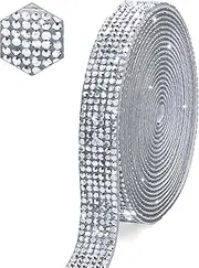 Self Adhesive Crystal Rhinestone Strips Diamond Ribbon Bling Sticker Roll With 2 mm Stones for Arts Crafts, Wedding Christmas Party, Car Phone Decoration (Mine Silver)