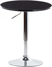 Adjustable Round Bistro Bar Table with PVC Top and Steel Base Height Adjustable Swivel Round MDF Bar Table for Home Kitchen Dining Black