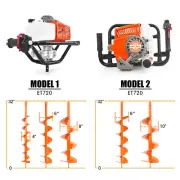 72cc Post Hole Digger Gas Power 4'' 6'' 8'' 10'' Earth Auger Drill Bits Optional