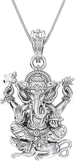 [Generic] Tongari Sterling Silver (92.5% purity) God Ganesh Pendant for Men and Women Pure Silver Lord Ganapaty Locket for Good Health & Wealth