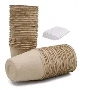 100 Pcs 3 Inch Peat Pots, Seeds Starter, Transplant Seedlings With 100 Pcs