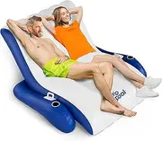 Grip A Pool Inflatable Luxury Chair Recliner Float for 1-2 Adults, Extra Large Heavy Duty Pool Lounge Raft for Floating, Lake, River, Beach