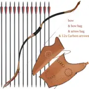 Hunting Longbow Horsebow Traditional Recurve Bow Carbon Arrows Traditional Bag
