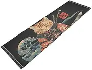 ZRYSMY Cat Samurai Cool Washable Runner Rug 2’ x 6’ Non-Slip Floor Carpet Runner Rug for Hallways Kitchen Laundry Room Bedroom Floor Carpet Runner- Soft Thin Mat for Family Pet
