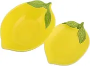 KOCKSHION 2pcs Ceramic Lemon Dessert Plate Snacks Fruit Bowl Salad Bowl Pasta Oat Decorative Kitchen for Snacks