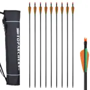 12x Fiberglass Arrows+Archery Back/Belt Quiver Arrow Holder Compound Recurve Bow