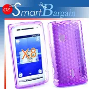Purple Soft Gel TPU Cover Case Sony Ericsson X8 Xperia