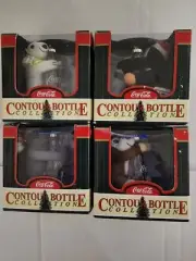 Set Of 4 NOS COCA-COLA CONTOUR BOTTLE COLLECTION Chistmas ORNAMENTS Lot