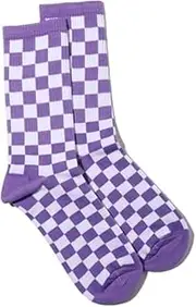 [Jizlan] 1Pair Purple Fashion Harajuku Trends Women Checkerboard Socks Geometric Checkered Socks Men Hip Hop Cotton Unisex Print Skateboard Soks Women's Athletic Socks, Purple
