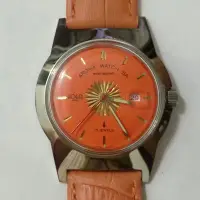 在飛比找Yahoo!奇摩拍賣優惠-HOGA皇室逸品古董手上鍊橘色機械錶/直徑含龍頭34mm