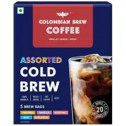Colombain Brew Coffee Arabica Assorted Cold Brew 5 Brew Bags, Free Shipping