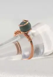 Handmade Green Jade & Copper Wire Wrap Ring ~ Custom Made