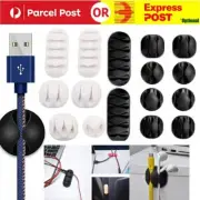 Cable Wire Clips Tidy Cord Lead Organiser USB Charger Holder Adhesive 10pcs Au