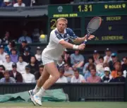 Boris Becker of Germany at the third round men's singles champions- Old Photo