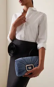 [Roger Vivier] Viv' Choc Me Silver-Tone Denim Bag