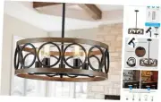 5 Lights Modern Chandelier Black Farmhouse Dining Room Light Fixture 21.7"